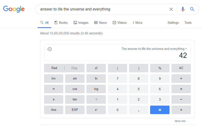 answer to life the universe and everything. 